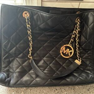 Michael Kors Black and Gold Quilted Tote